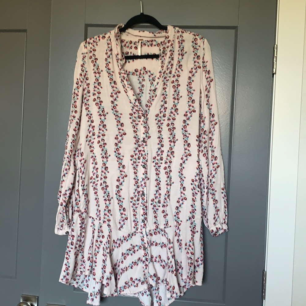 Free People Flowered Long Sleeve Dress
